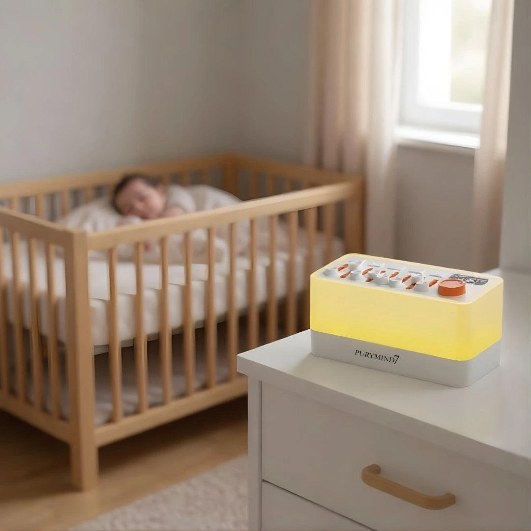 bebe qui dort avec purytouch lumiere jaune